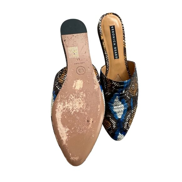 VERONICA BEARD Multicolor Snake Print Leather Mules Flats Size 41 / US 11 - Picture 5 of 9